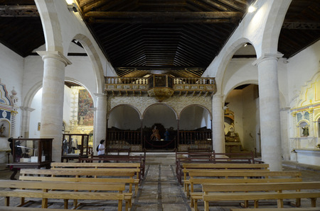 Betancuria, Canary Island, Spain - March 30, 2017: Inside church of Saint Mary aka Iglesia de Santa Maria, landmark and tourist attraction in the villageのeditorial素材