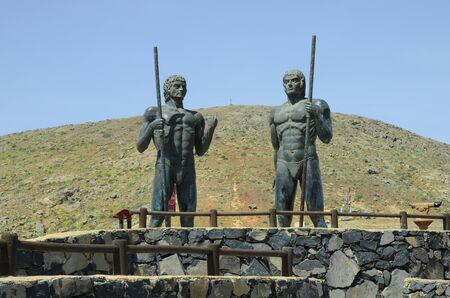 Betancuria, Canary Island, Spain - March 30, 2017: Monument for Guanche inhabitants - Los Menceyes - on pass to Betancuria valleyのeditorial素材