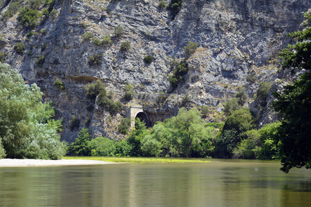 Greece, Nestos River Gorge and tunnel from Drama - Xanthi railwayの写真素材