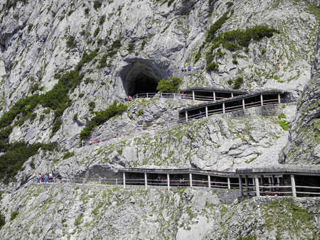Werfen, Austria - June 11th 2015: Unidentified people on the way to - Eisriesenwelt - world largest ice caveのeditorial素材