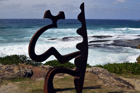 Sydney, NSW, Australia - October 31,2017: Sculpture by the sea - an outdoor exhibtion along the coast at Bondi, Fragments made by artist Tim Macfarlane Reidのeditorial素材