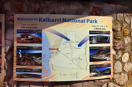 Kalbarri, WA, Australia - November 25, 2017: Description of the natural scenes in Kalbarri national park in  Western Australiaのeditorial素材
