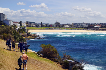 Sydney, NSW, Australia - October 31,2017: Unidentified people by walk along the coast to Bondi beachのeditorial素材