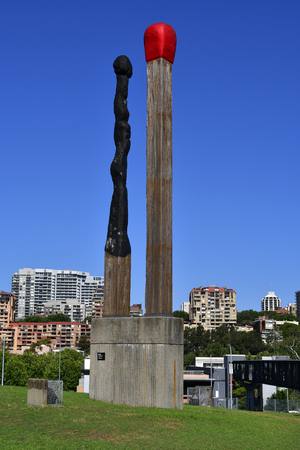 Sydney, NSW, Australia - October 31,2017: Sculpture named Almost Once from Brett Whiteley outside on hill by Art Gallery of New South Walesのeditorial素材