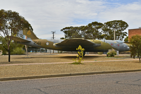 Woomera, SA, Australia - November 12, 2017: Aircrafts and missiles on public outdoor exhibtition and historic aerospace site in South Australiaのeditorial素材