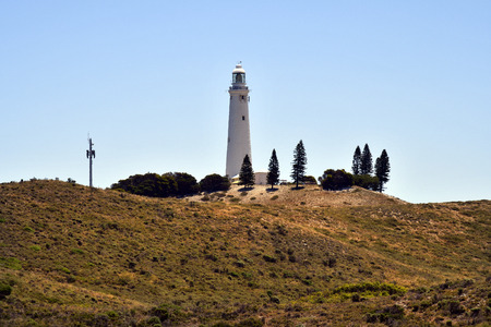 Australia, Wadjemup lighthouse and transmission tower on Rottnest Islandの写真素材