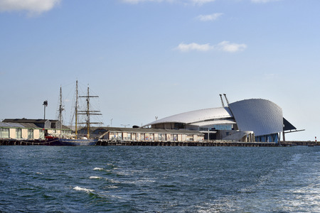 Perth, WA, Australia - November 27, 2017: Three-masted barquentine STS Leeuwin II and maritime museum in Fremantleのeditorial素材