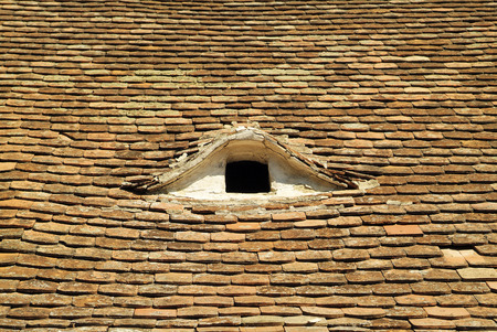Austria, roof with brick shingles in Lower Austriaの写真素材