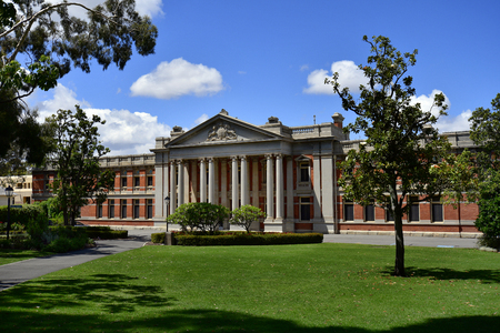 Perth, WA, Australia - November 28, 2017: Public park with Supreme Court building in the capital of Western Australiaのeditorial素材