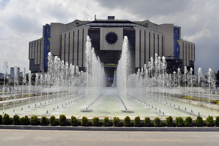 Sofia, Bulgaria - June 16, 2018: Impressive building and fountains, the National Palace of Cultureのeditorial素材