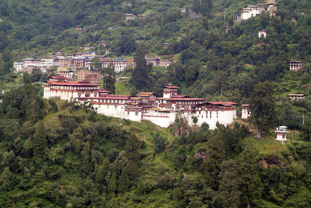 Bhutan, Trongsa Dzong in the village of Central Bhutan, monastery and administration buildingのeditorial素材