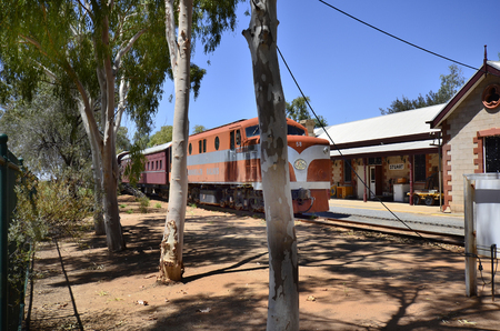 Alice Springs, NT, Australia - November 20, 2017: Old railroad and station in The Ghan Museum, located outside of the town in Northern Territoryのeditorial素材