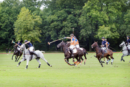 Ebreichsdorf, Austria - September 10th 2010: players by Polo European Championship 2010 - France against Netherlands - on the fields of Castle Ebreichsdorf in Lower Austriaのeditorial素材