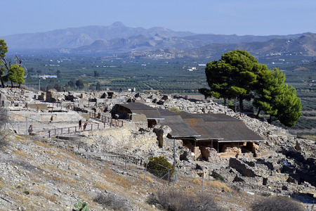 Agia Joannis, Greece - October 07, 2018: Unidentified tourists visit ancient ruins of Phaistos, a bronze age archaeological site in Creteのeditorial素材