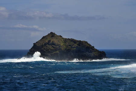 Spain, Canary Islands, Tenerife, rough sea around Roque de Garachico in Atlantic oceanの写真素材
