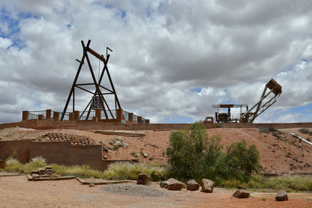 Coober Pedy; SA; Australia - November 14; 2017: The Big Winch and truck for Opal Mining named Blower as a landmark in the outback village in South Australiaのeditorial素材