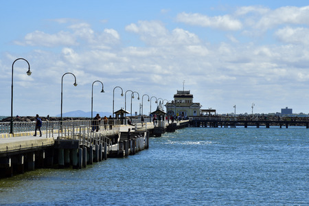 Melbourne, VIC, Australia - November 04, 2017: unidentified people on St.Kilda pier, preferred...
