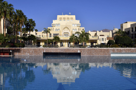Jordan, hotel complex with pool situated on Tala Bay, Red Seaのeditorial素材
