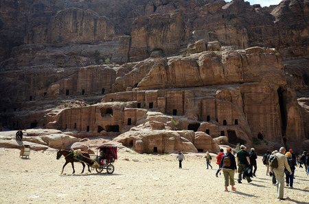 Petra, Jordan - March 06, 2019: Unidentified tourists in ancient Petra, a Unesco World Heritage siteのeditorial素材