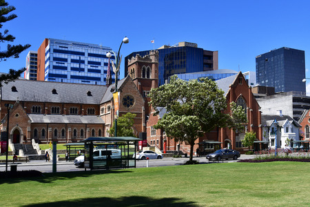 Perth, WA, Australia - November 30, 2017: St. George Cathedral and office buildings in the capital of Western Australiaのeditorial素材