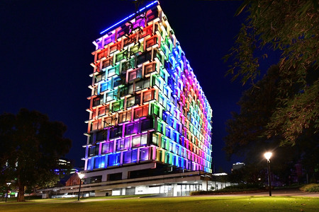 Perth, WA, Australia - November 30, 2017: Council House - illuminated during Christmas timeのeditorial素材