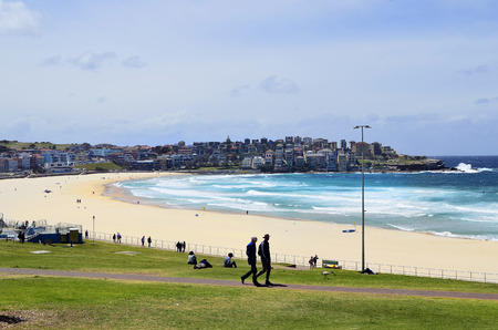 Sydney, NSW, Australia - October 29, 2017: unidentified people on Bondi Beach, preferred place for...