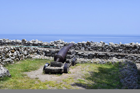Greece, old cannon in Platamon Castle, a medieval Crusader Fortressのeditorial素材