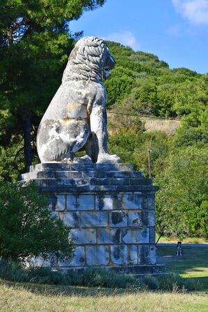 Amfipoli, Greece - September 28, 2019: Lion of Amphipolis a monument and grave from 4th century B.C.のeditorial素材