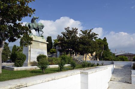 Kavala, Greece - September 26, 2019: Monument and former residence of Mohammed Ali Pasha, now used as cafe and museum, situated on Panagia peninsulaのeditorial素材