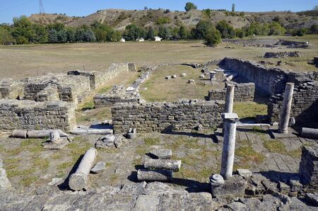 Gradsko, Macedonia - September 28, 2019: Excavations in ancient Roman Stobi village, biggest archaeological site in North Macedoniaのeditorial素材