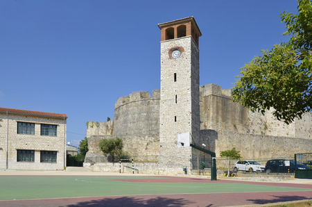 Greece, Arta, bell tower and medieval fortress behind,のeditorial素材
