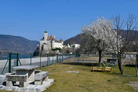 Austria, Servite Monastery Schoenbuehel in UNESCO world heritage site of Danube Valleyのeditorial素材