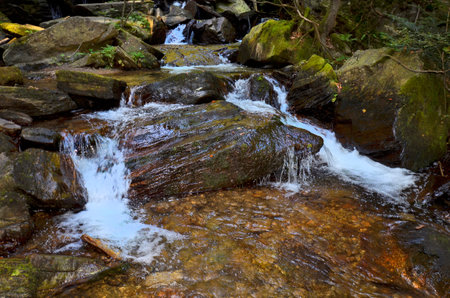 Austria, natural waterfall of Weisse Sulm river in western Styria, part of the Koralm Kristall Trail,の写真素材