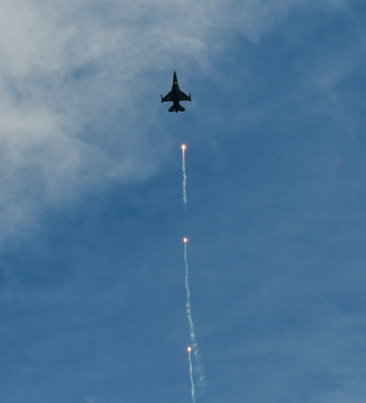 Zeltweg, Austria - September 03, 2022: Public airshow in Styria named Airpower 22, F-16 Falcon...