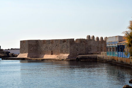 Ierapatra, Crete, Greece - October 12, 2022: Old Venetian Fortress Kales in Europe's southernmost city on the Libyan Seaのeditorial素材