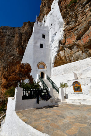 Amorgos Greece - September 09, 2025: The 9th-century monastery of Chozoviotissa is the island's...