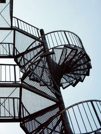 Spiral staircase - a fire ladder in Berlin, Germanyの写真素材