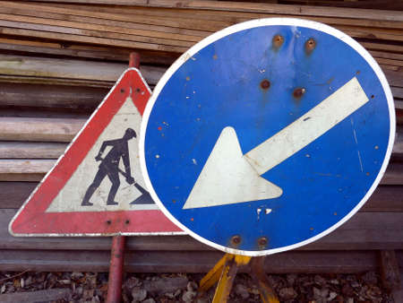two traffic signs without functionの写真素材