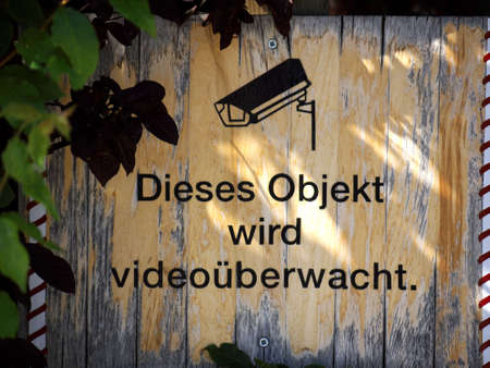 Video surveillance sign in germanの写真素材