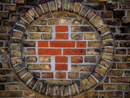 red cross in the old barn wallの写真素材