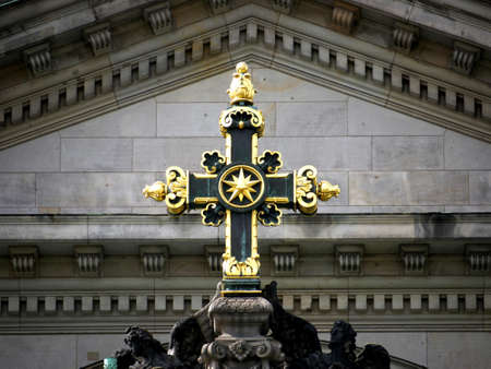 Berlin Cathedral - gables and gold crossの写真素材