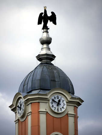 Town Hall Tower in Templin, Brandenburg, Germanyの写真素材
