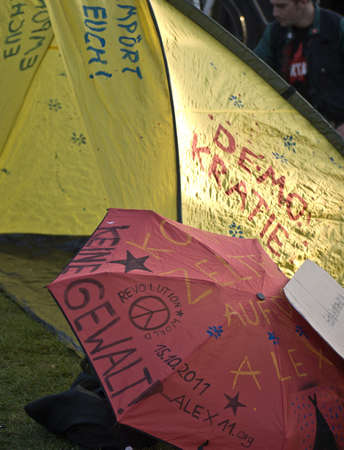 occupy Berlin - protest march in Berlin, Germany on october 15thのeditorial素材