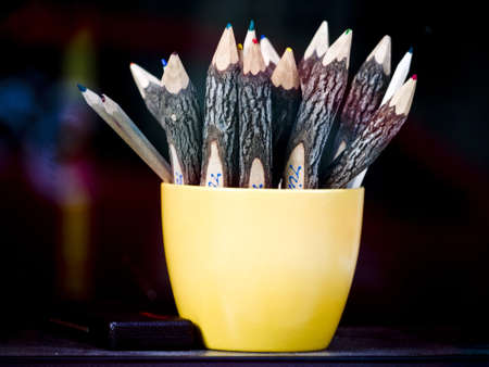 crayons from wood in different coloursの写真素材