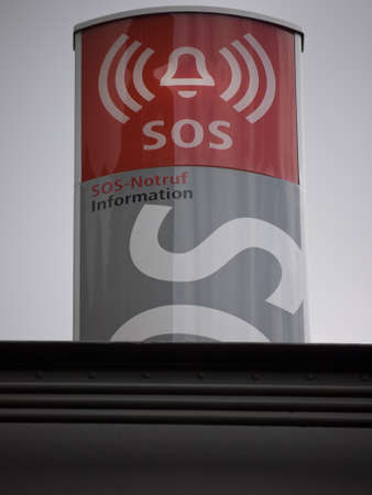 Sign for the emergency at a train stationの写真素材