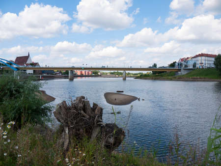 View from Slubice over the river Oder to Frankfurt (Oder), the state of Brandenburg, Germany