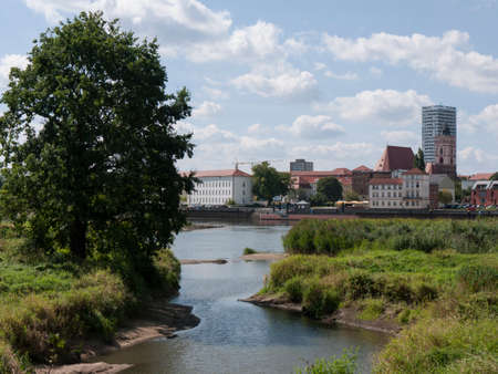 View from Slubice over the river Oder to Frankfurt (Oder), the state of Brandenburg, Germany