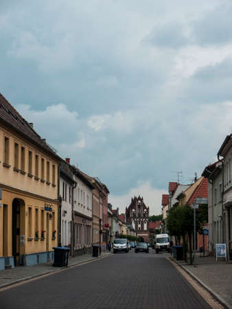 Gransee, county Oberhavel, state Brandenburg, Germany - Rudolf-Breitscheid-Street and Ruppiner Gateのeditorial素材