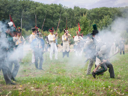 Grossbeeren, Teltow-Flaming, Brandenburg, Germany, August 2012: reenactment of the historical battle...