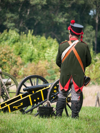Grossbeeren, Teltow-Flaming, Brandenburg, Germany, August 2012: reenactment of the historical battle against the French troops under Napeoleon in defense of Berlin von 1813, led by General von Buelow.の写真素材